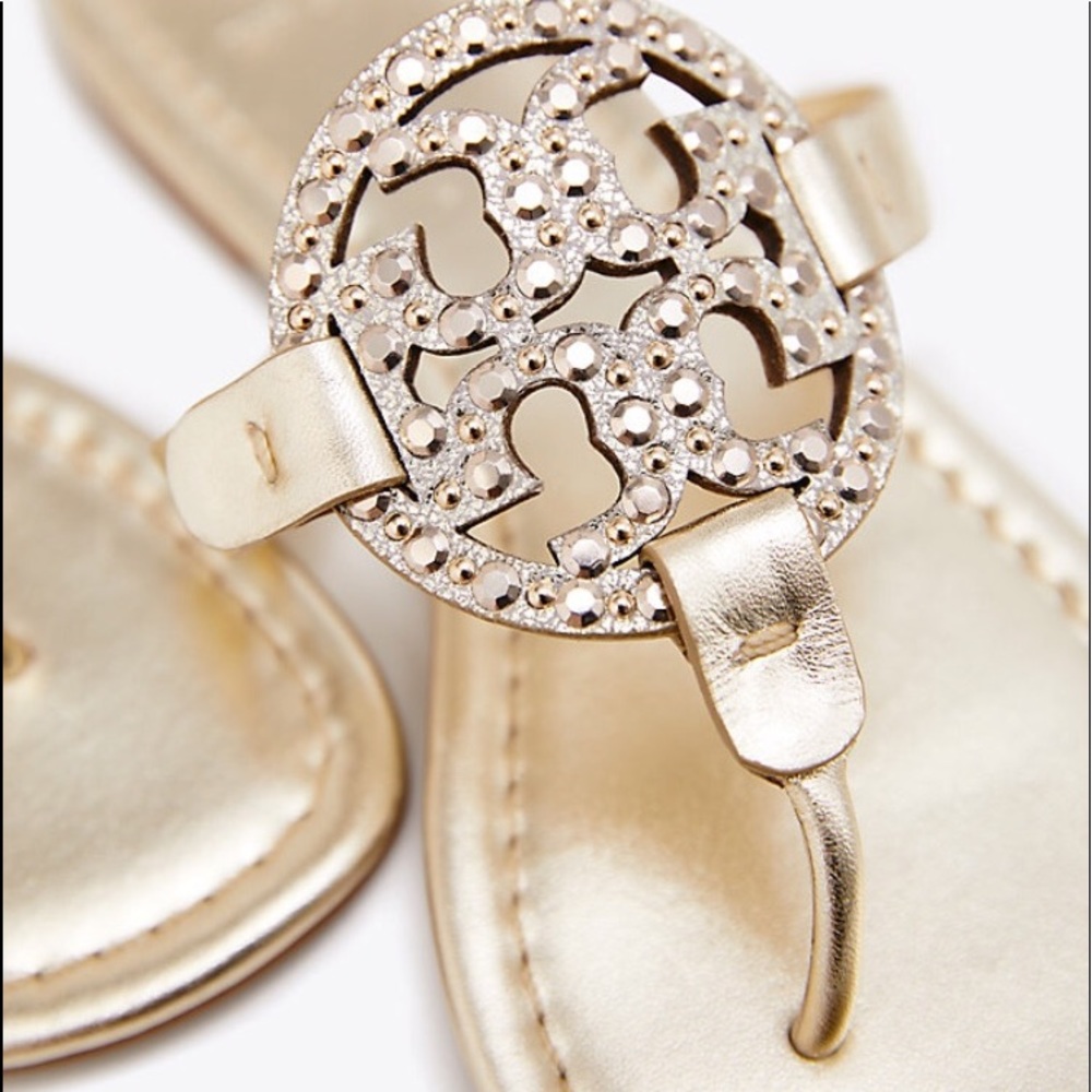 HP! NIB TORY BURCH EMBELLISHED GOLD MILLER SANDALS